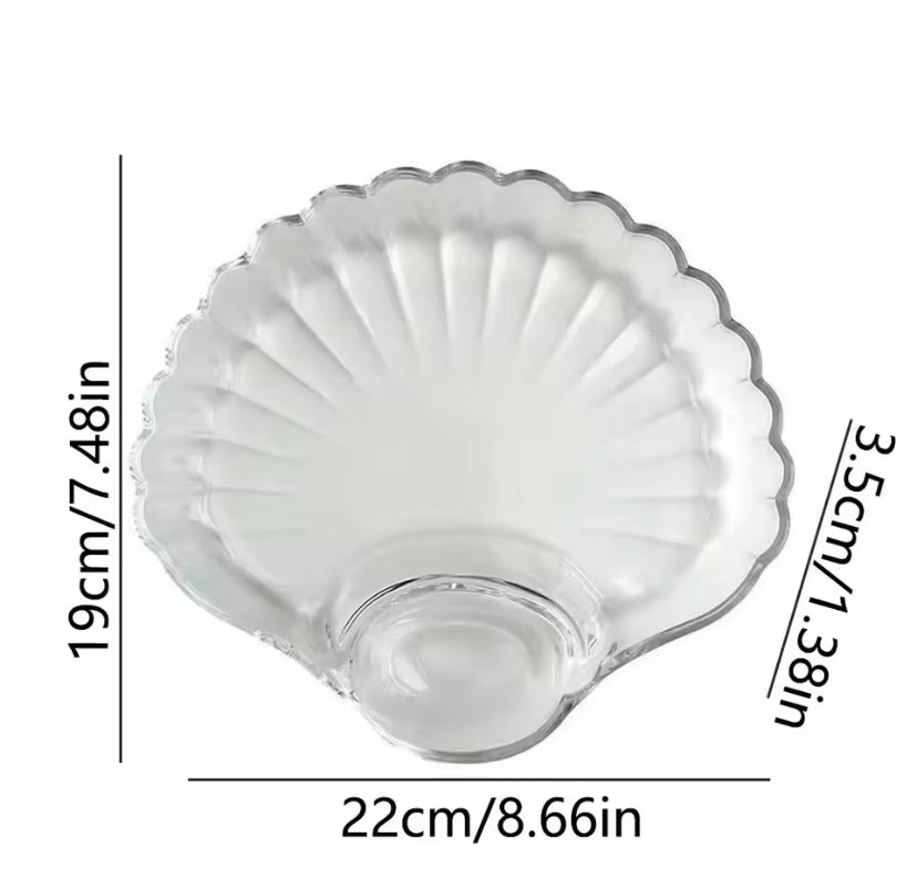 Transparent Shell Shaped Dumpling Dish, Stackable Heat Resistant Food Compartment Tray, Creative Dried Fruit Snack Plates Transparent Shell Shaped Dumpling Dish, Stackable Heat Resistant Food Compartment Tray, Creative Dried Fruit Snack Plates